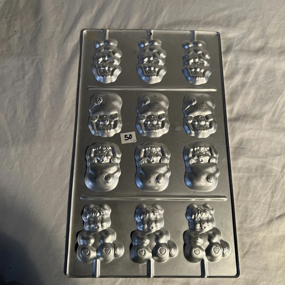 Vintage 1985 Popples candy Lollipop Mold Characters Wilton Aluminum